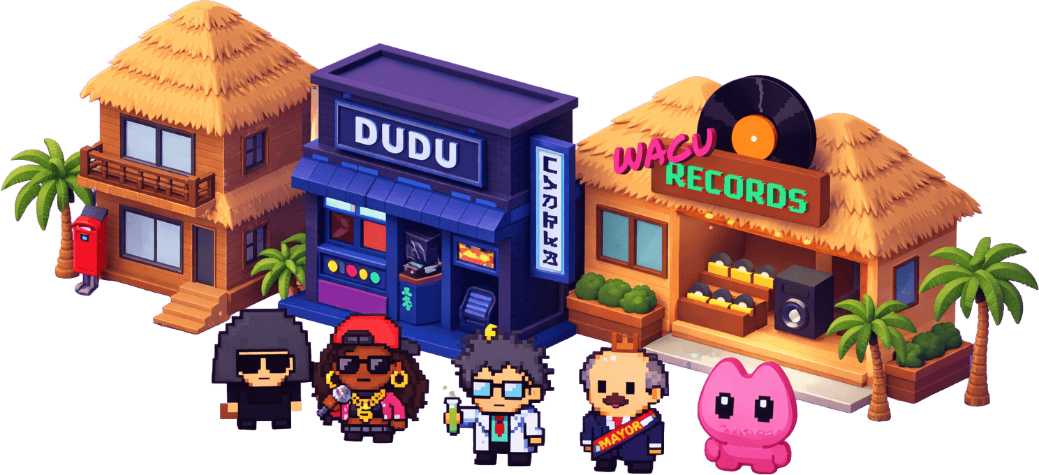 WAGU Island — a vibrant world with shops, characters, and adventure